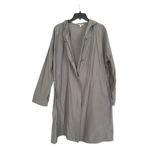 Eileen Fisher longline hooded lightweight anorak coat windbreaker XL gray